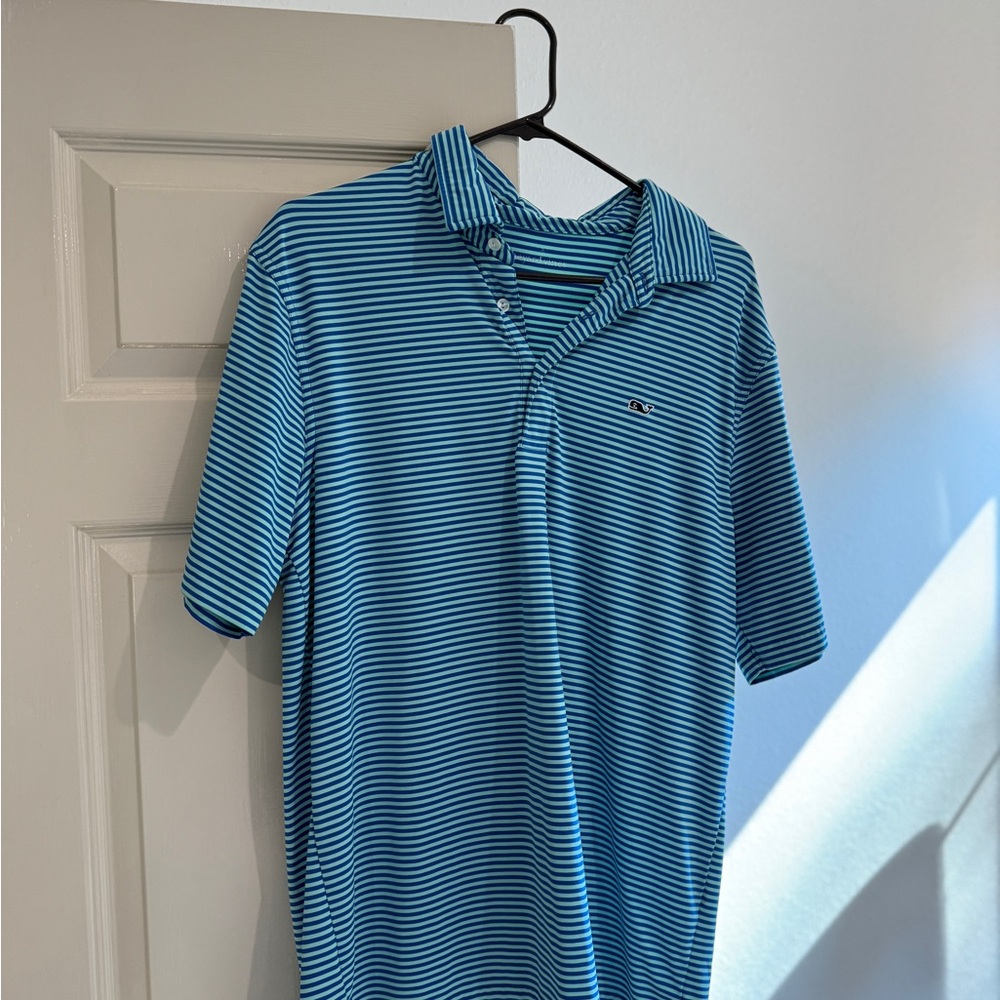 Vineyard Vines Blue and White Striped Polo